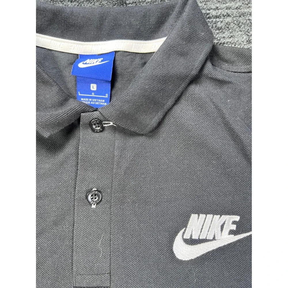 Nike Polo Shirt Mens Large Black Embroidered Futura Logo Short Sleeve Pique